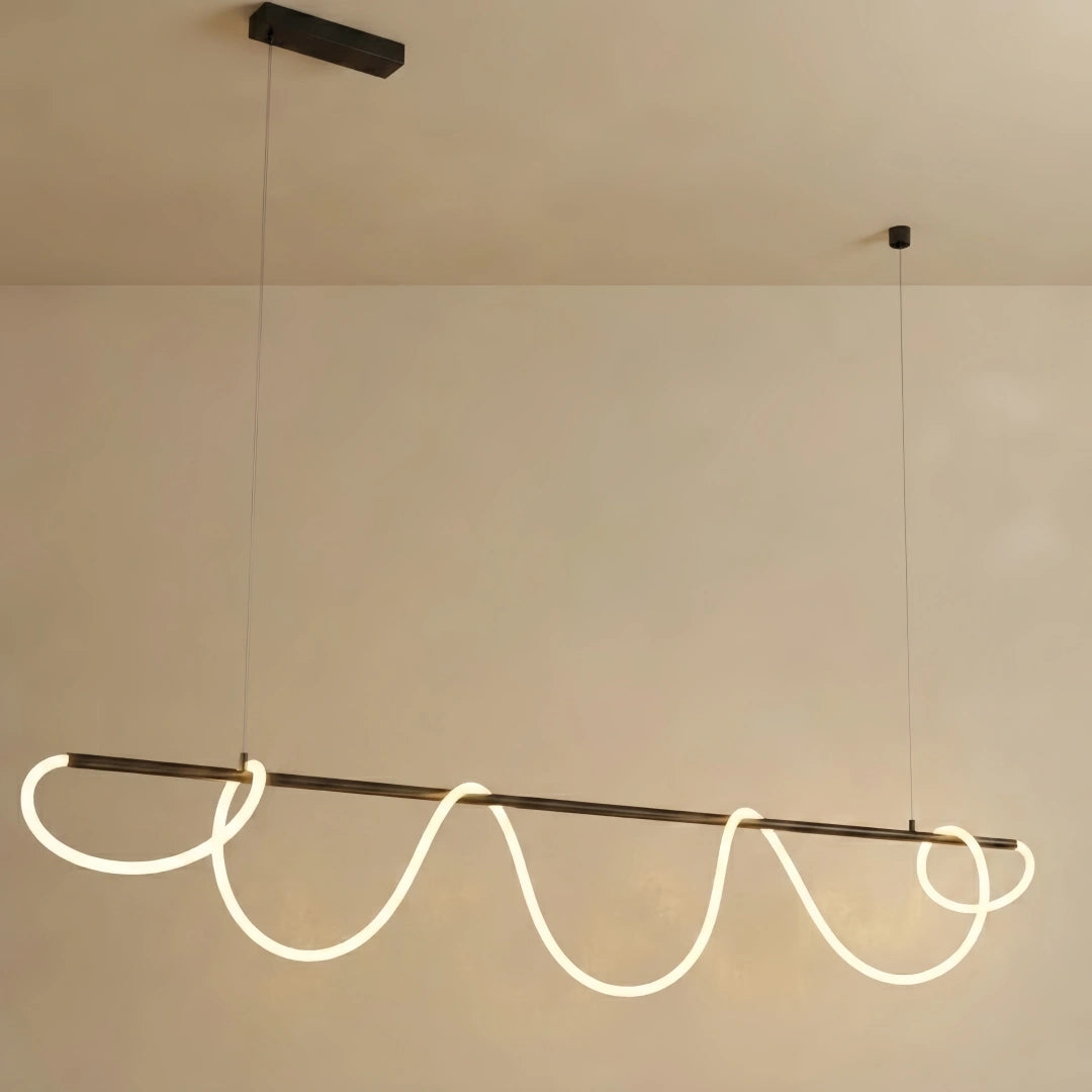 Linear Chandelier – Brass Rope Black for Dining Room