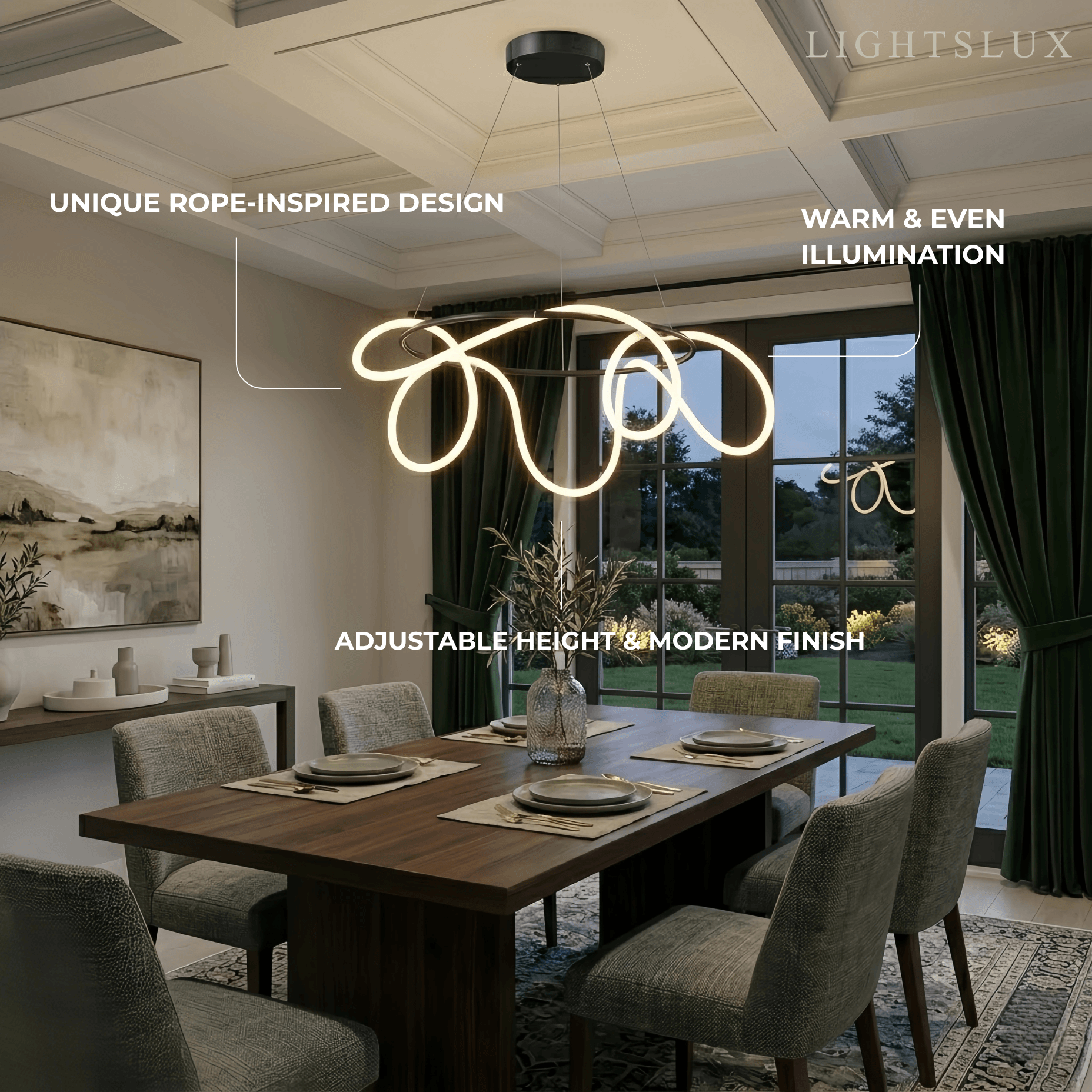 Arcato Minimalist Rope-Wrap Circular Chandelier