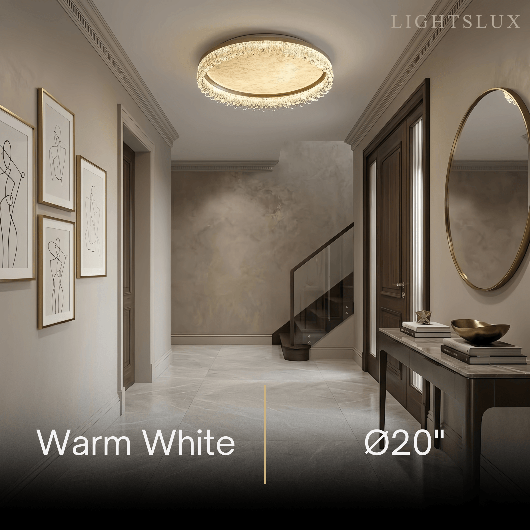 Vivara Modern Gold Flush Mount Ceiling Light -- Acrylic & Metal for Bedroom Bathroom