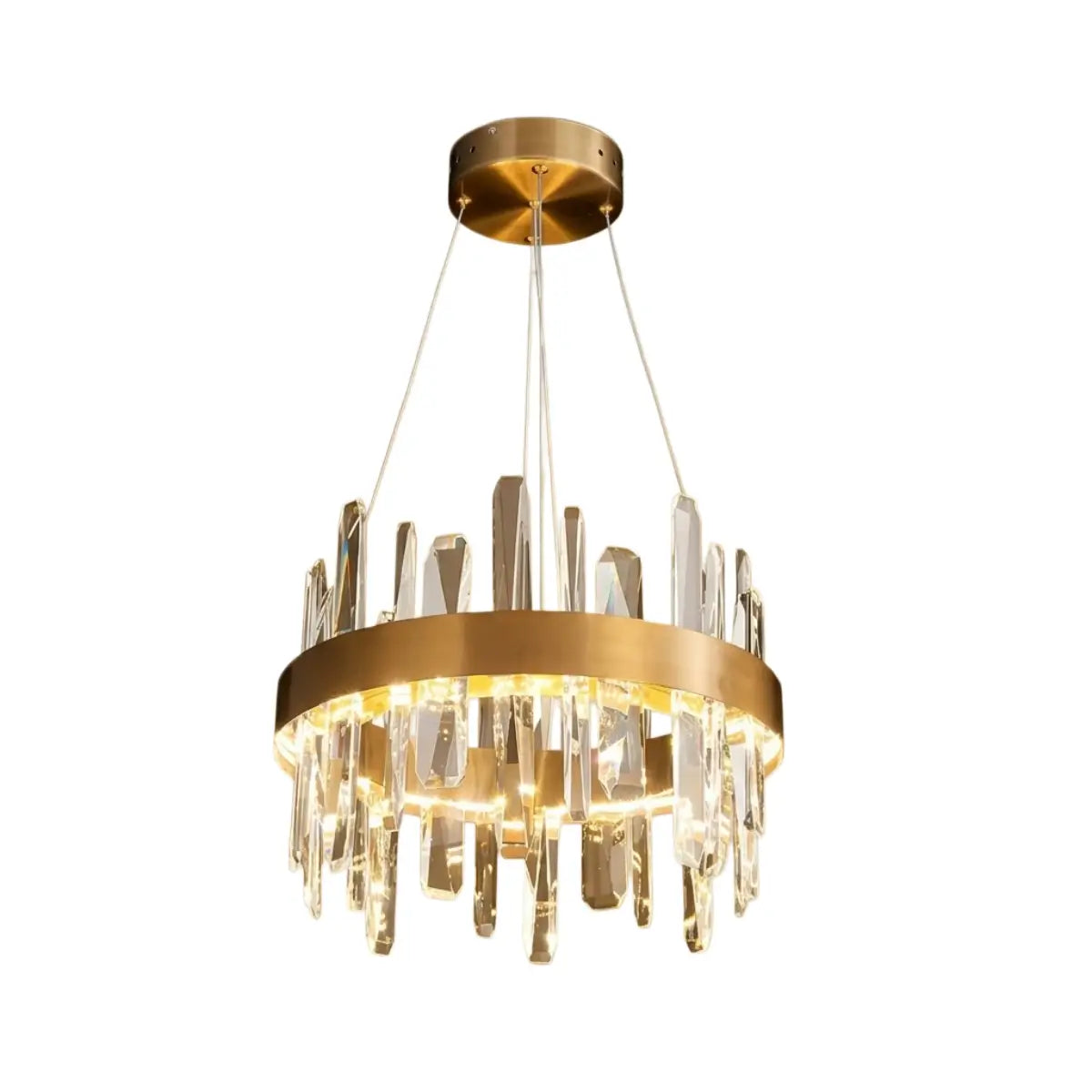 Excelis Luxury Round Crystal Chandelier – Gold Finish for Living Room/Dining Room