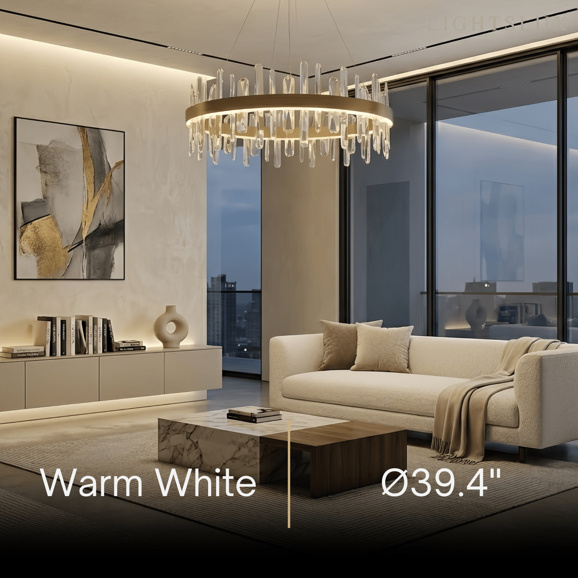 Excelis Luxury Round Crystal Chandelier – Gold Finish for Living Room/Dining Room