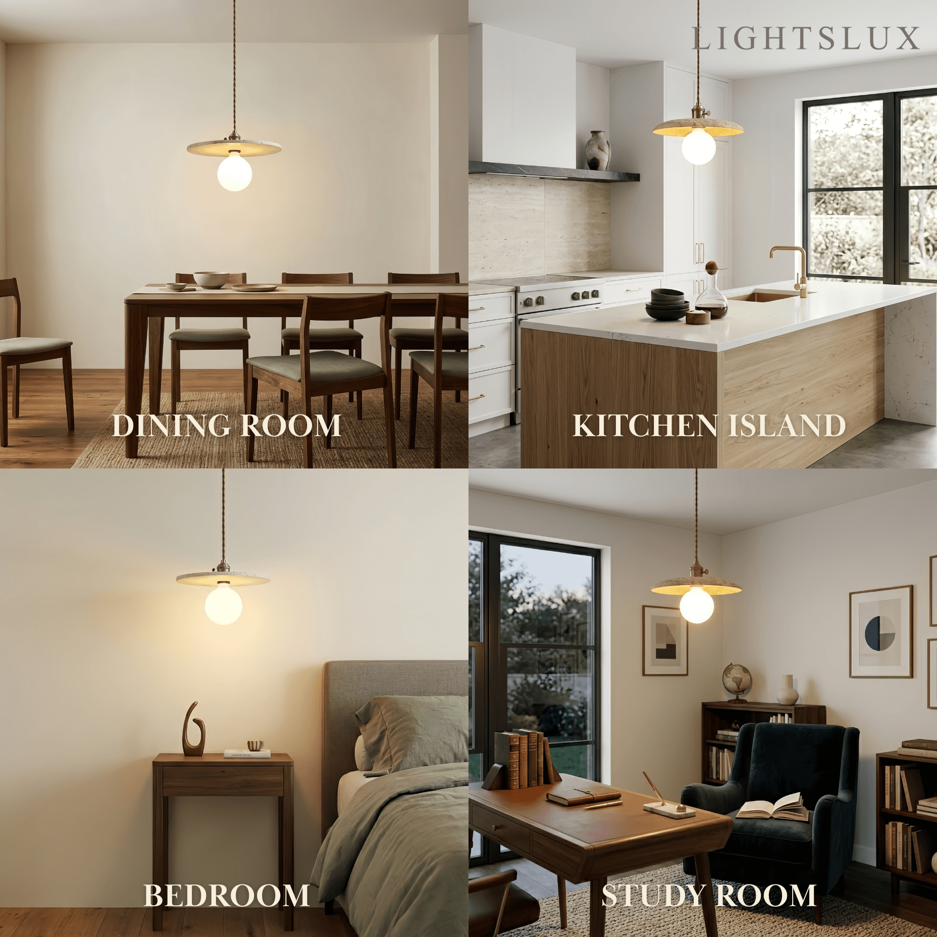 Strata Natural Travertine Pendant Light