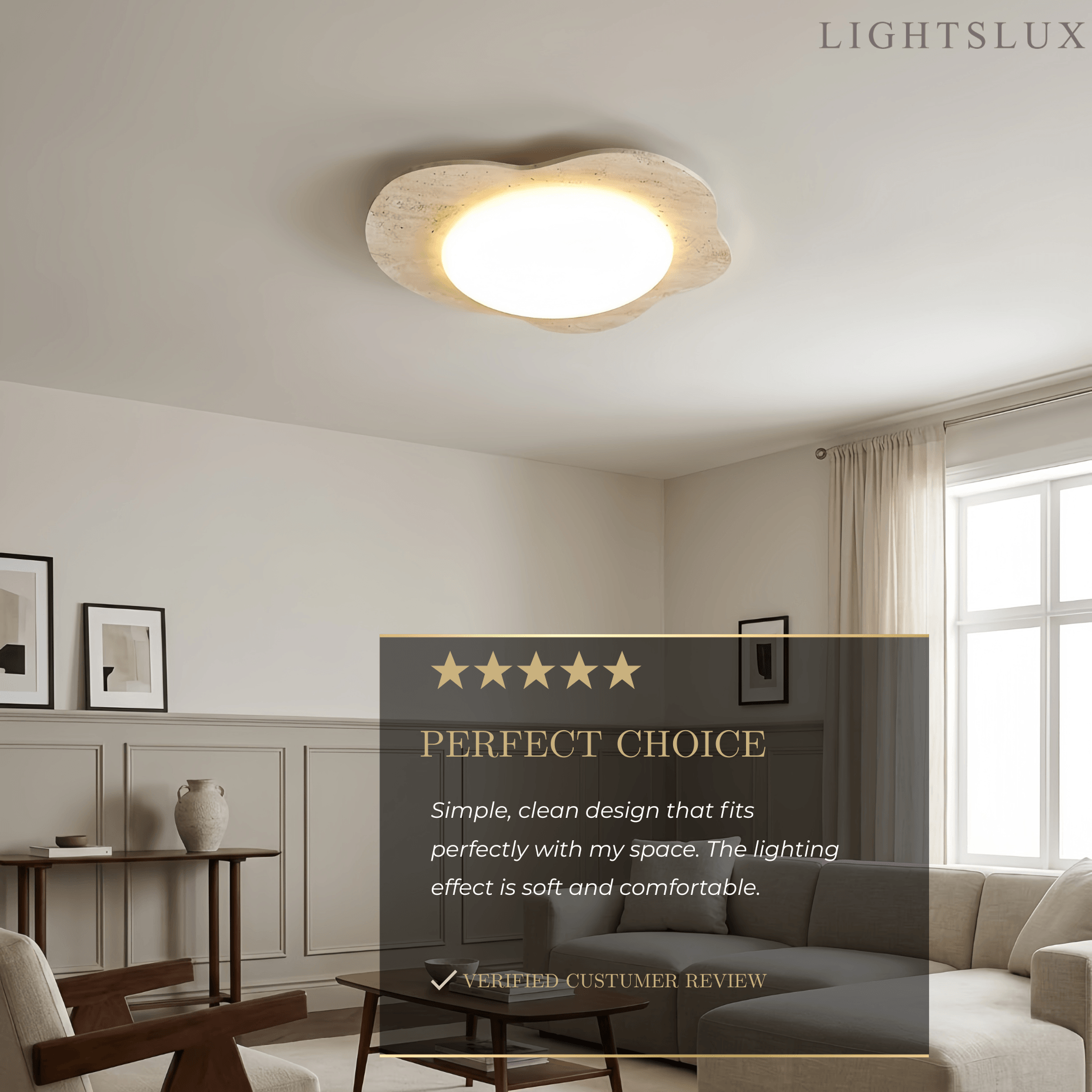 Strata Minimalist Travertine Ceiling Light