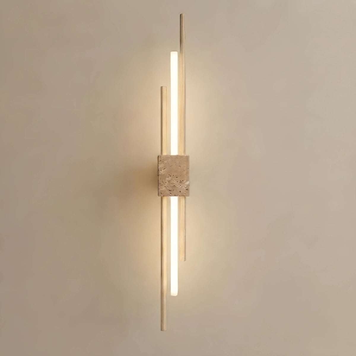 Minimalist Travertine Wall Light -- Wood for Hallway Living Room Bedroom Fireplace Area