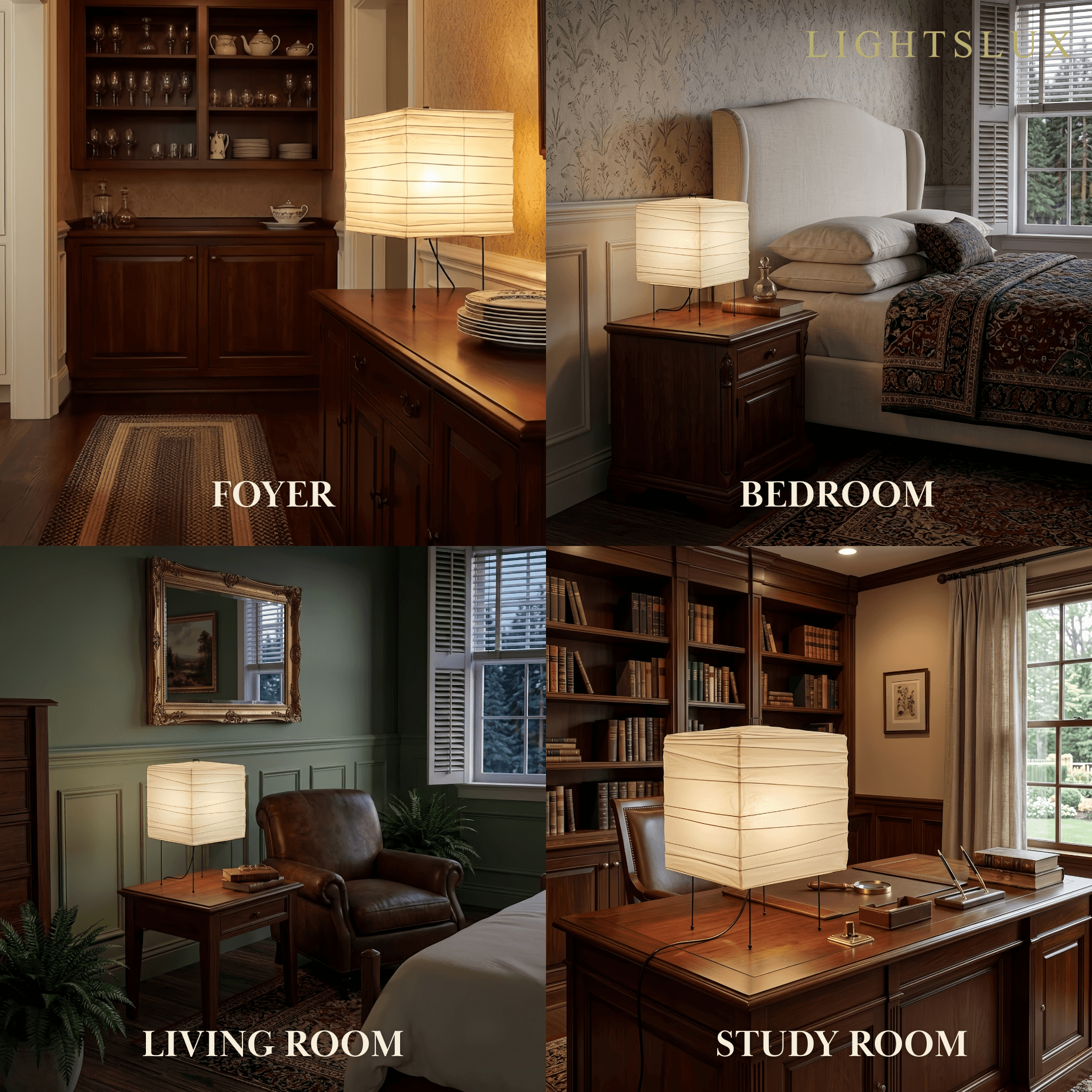 Table Lamp--Natural Cream Cube Bedside Light for Bedroom