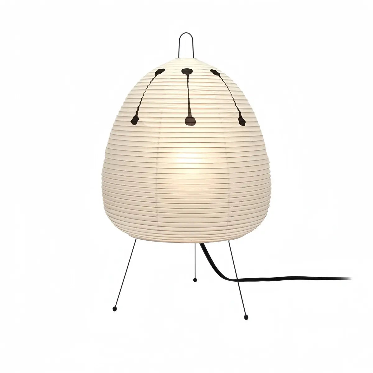 Zenno Wabi-Sabi Oval Rice Paper Table Lamp--Tripod Ambient Light for Bedroom