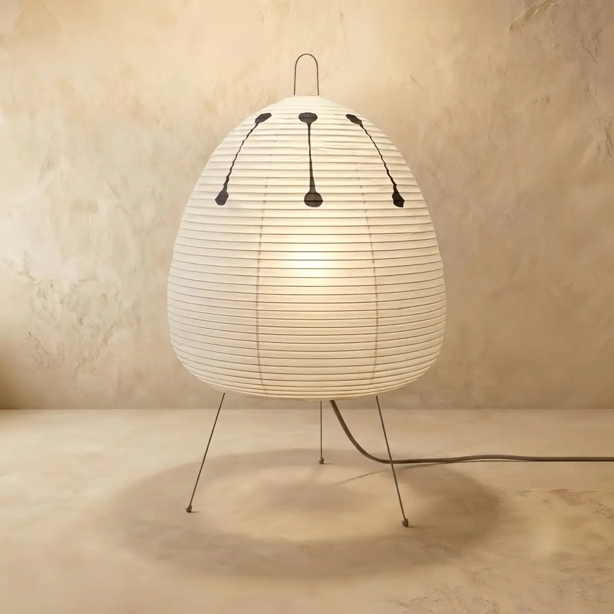 Zenno Wabi-Sabi Oval Rice Paper Table Lamp--Tripod Ambient Light