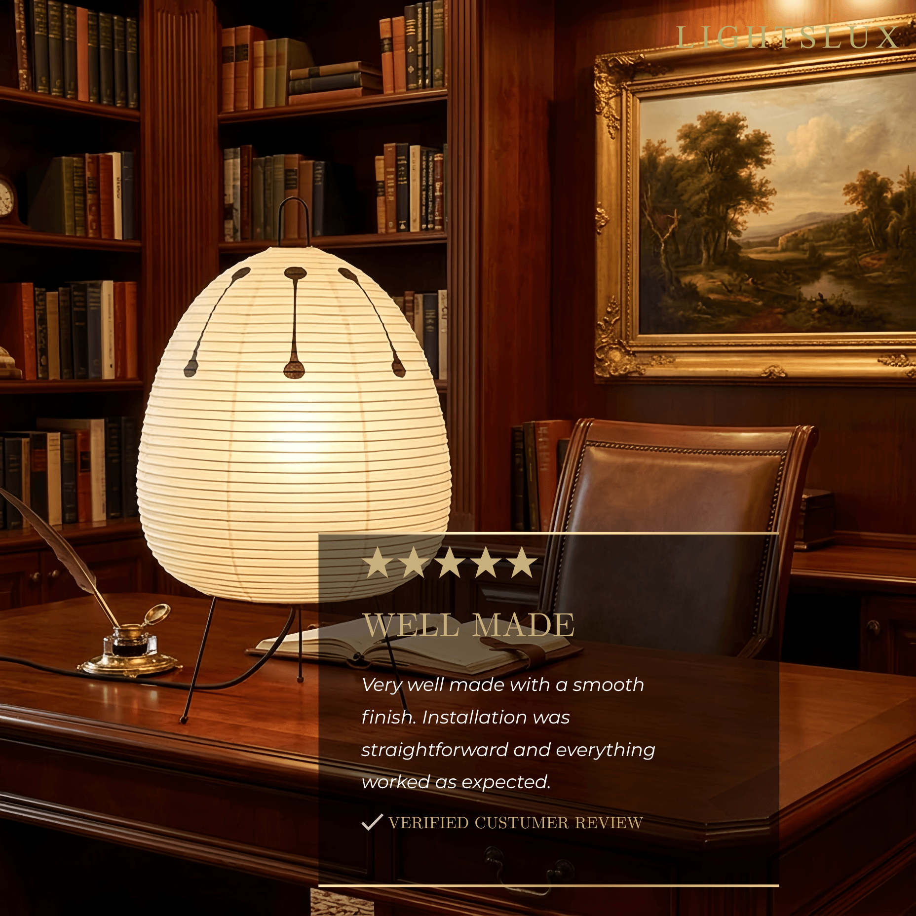 Zenno Wabi-Sabi Oval Rice Paper Table Lamp