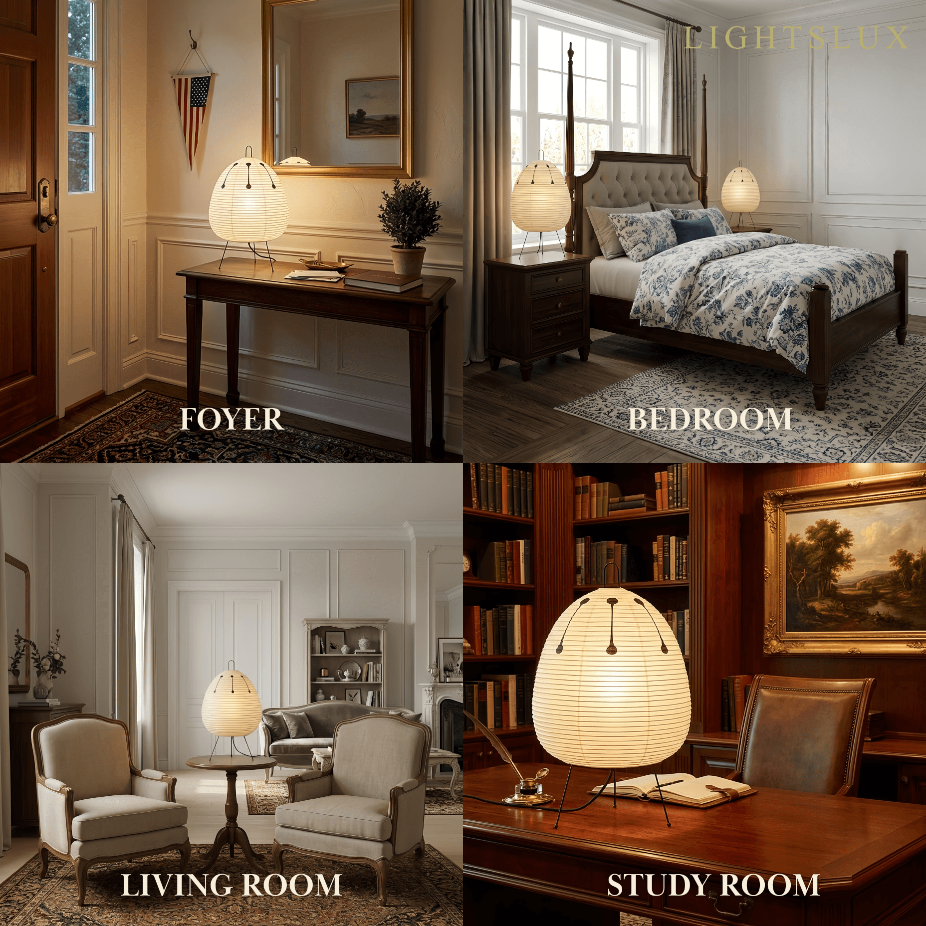 Oval Rice Paper Table Lamp for Bedroom1