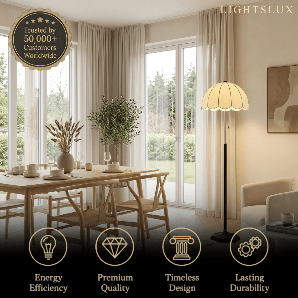 Floor Lamp -- Iron & Fabric for Bedroom & Living Room