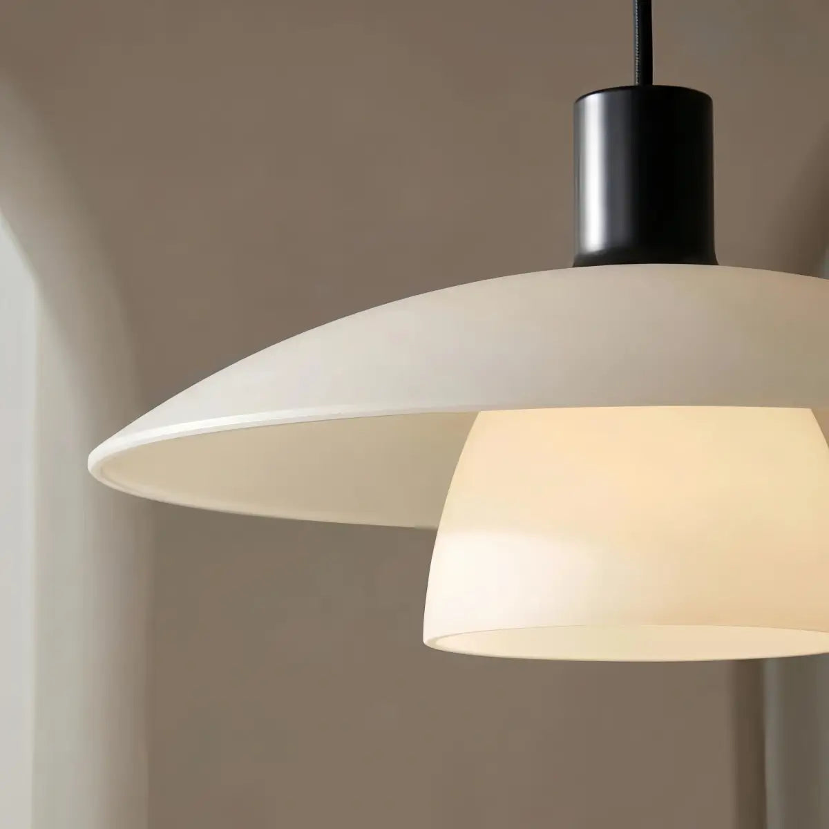 Vetro Minimalist Glass Pendant Lamp -- Black/White Metal Detail