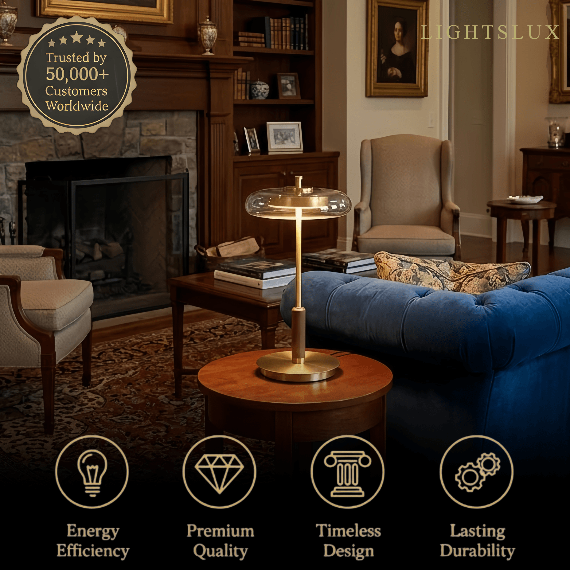 Vetro Classical Table Lamp -- Glass Wood Brass for Bedoom