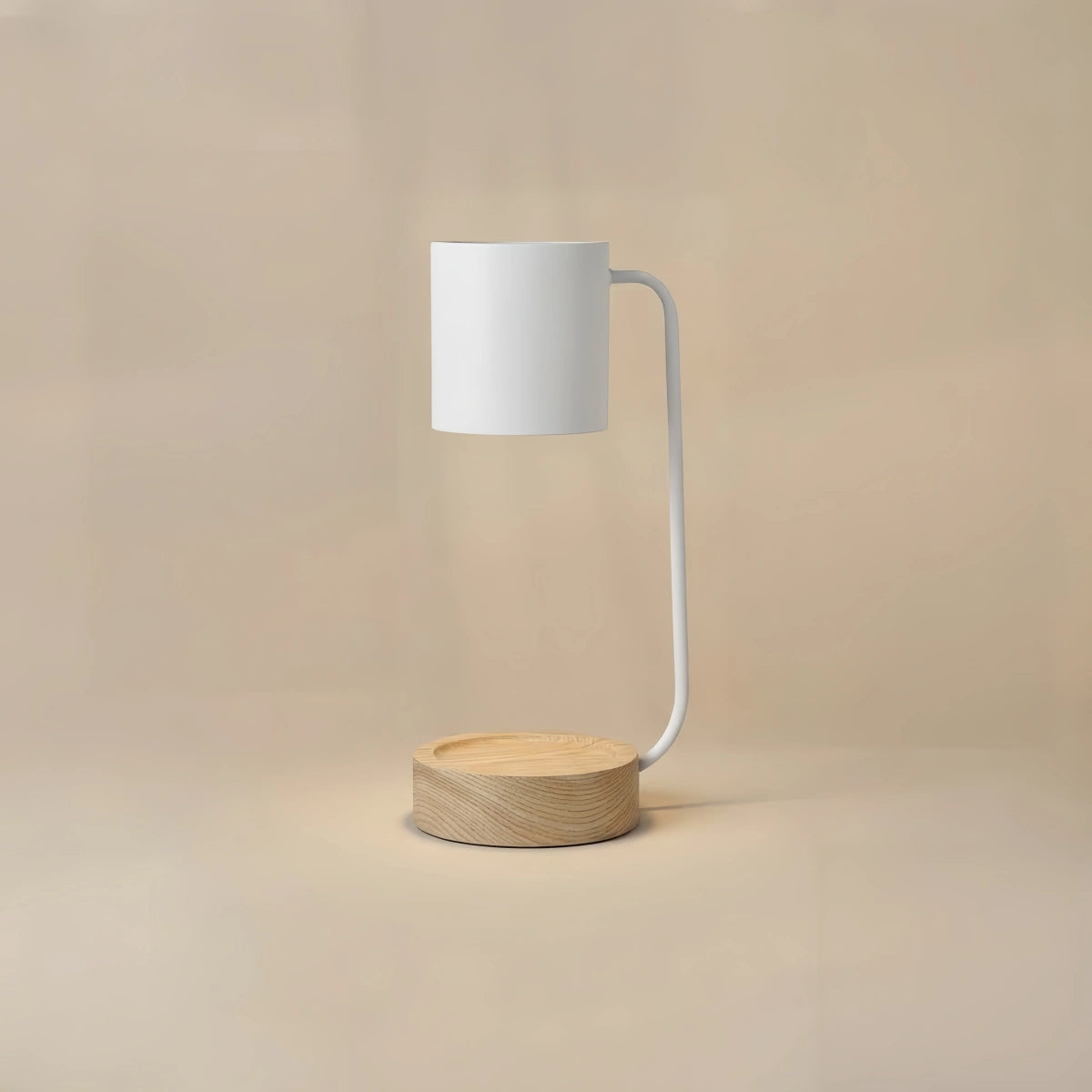 Minimalist Table Lamp - Black/ White Metal & Wood Design for Study Room
