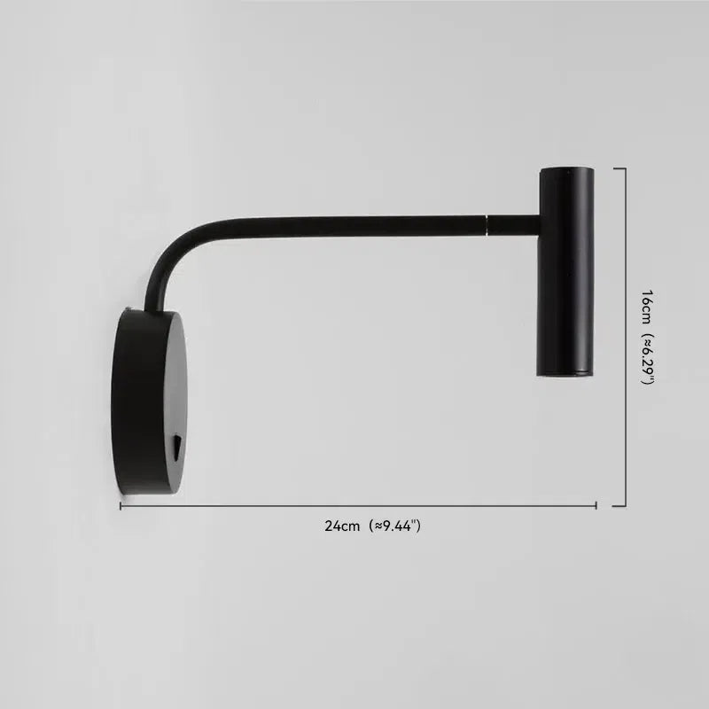 Modern Metal Wall Lamp - Black/Gold Dual Finish Dimension