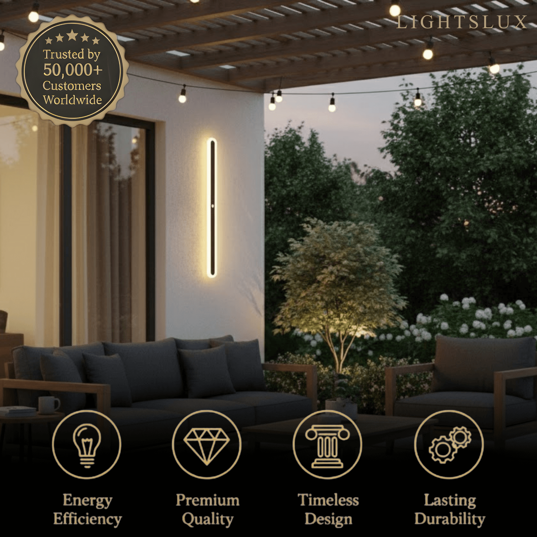 Arcato Modern Linear Outdoor Wall Lamp – Sensor Light for Indoor/Outdoor