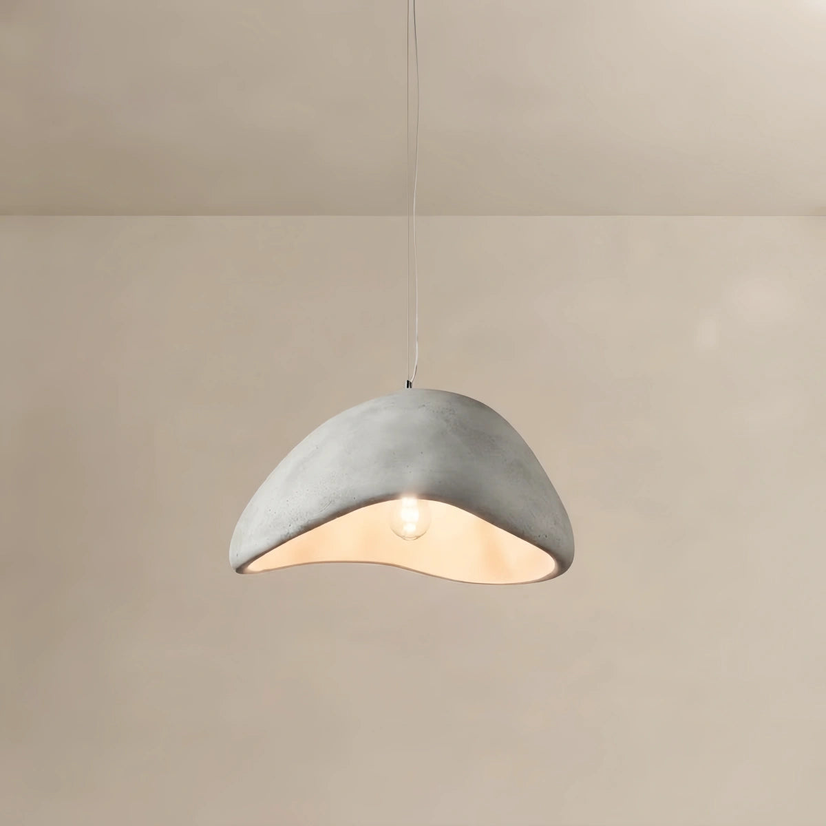 Modern Polyethylene Pendant Light - White/Grey Dome for Living Room