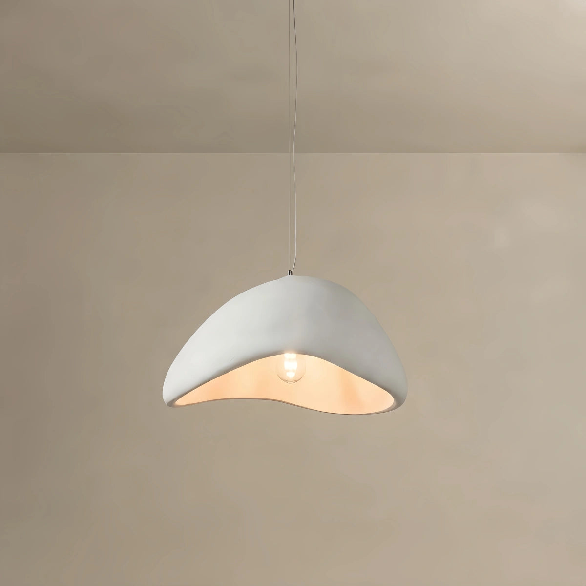 Sandora Modern Polyethylene Pendant Light - White/Grey Dome for Living Room