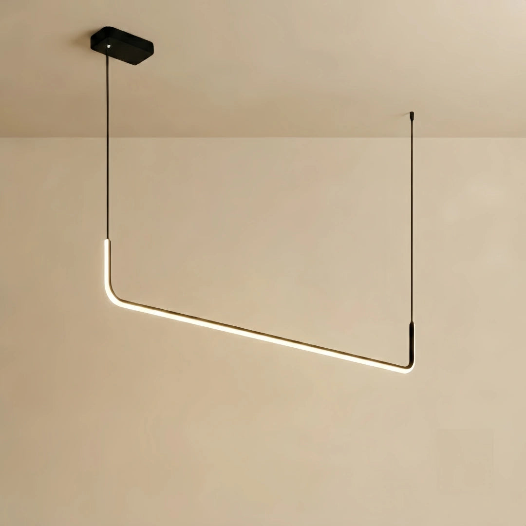Minimalist Linear Pendant Light – Black Metal/Acrylic for Dining Room