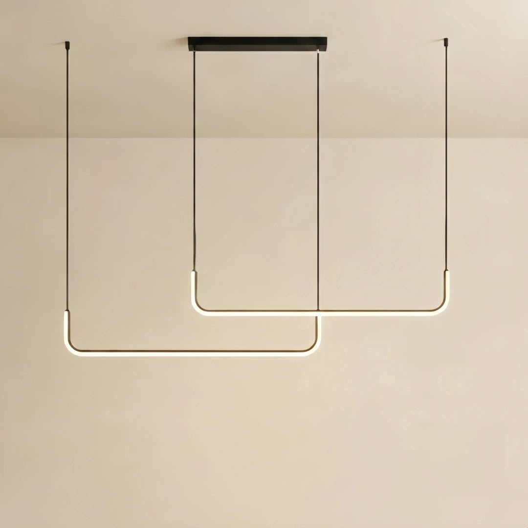 Linear Pendant Light – Black Metal/Acrylic for Dining Room
