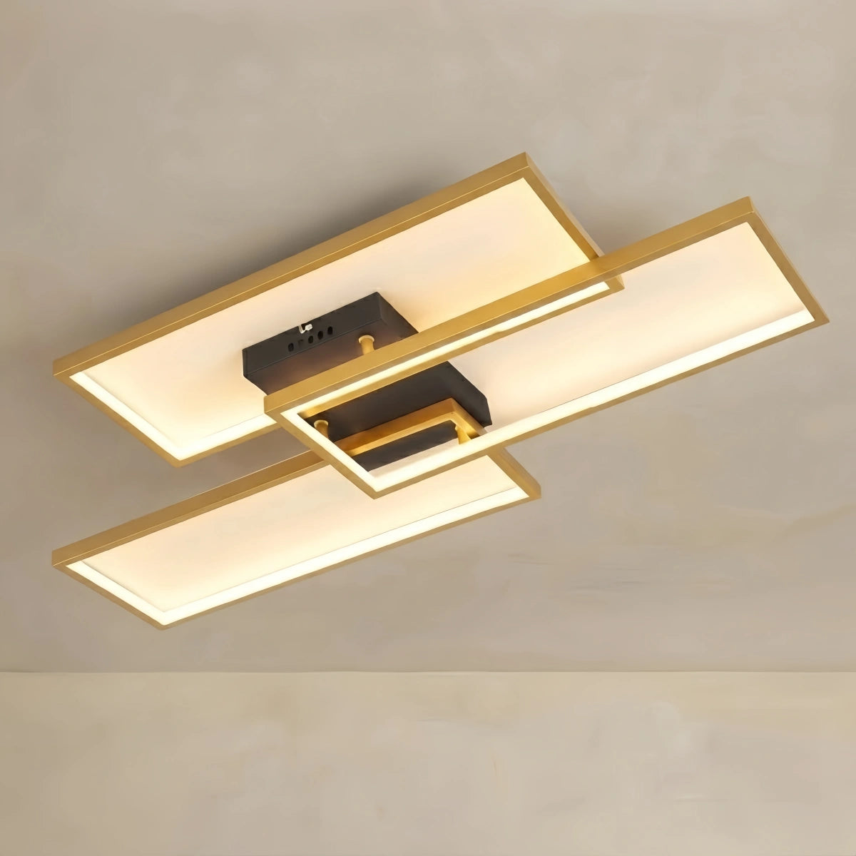 Arcato Modern Dimmable Ceiling Light - Black/Gold Rectangular for Bedroom/Living Room