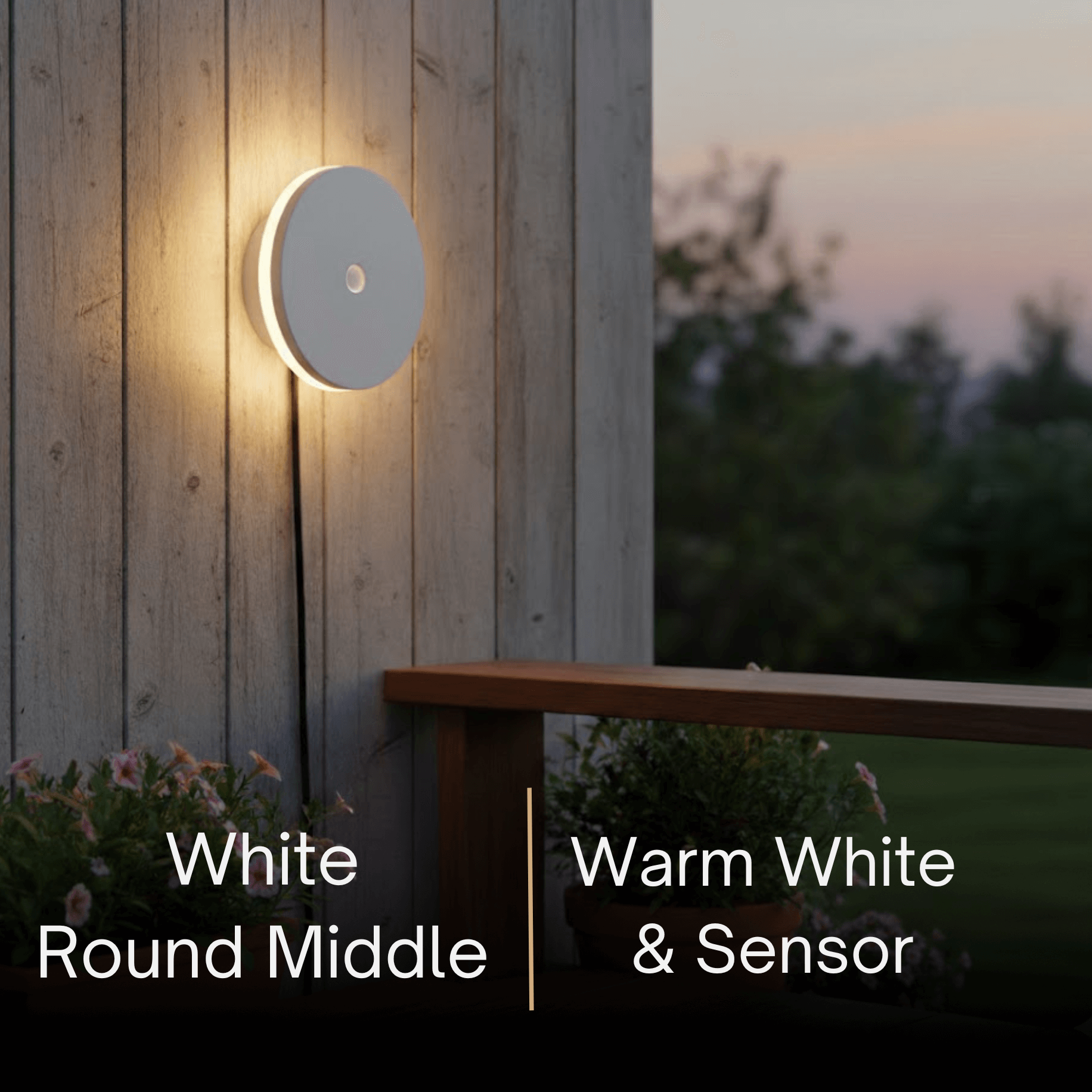 Solara Minimalist LED Outdoor Wall Lamp – Black/White Round/Square Porch Sensor Light