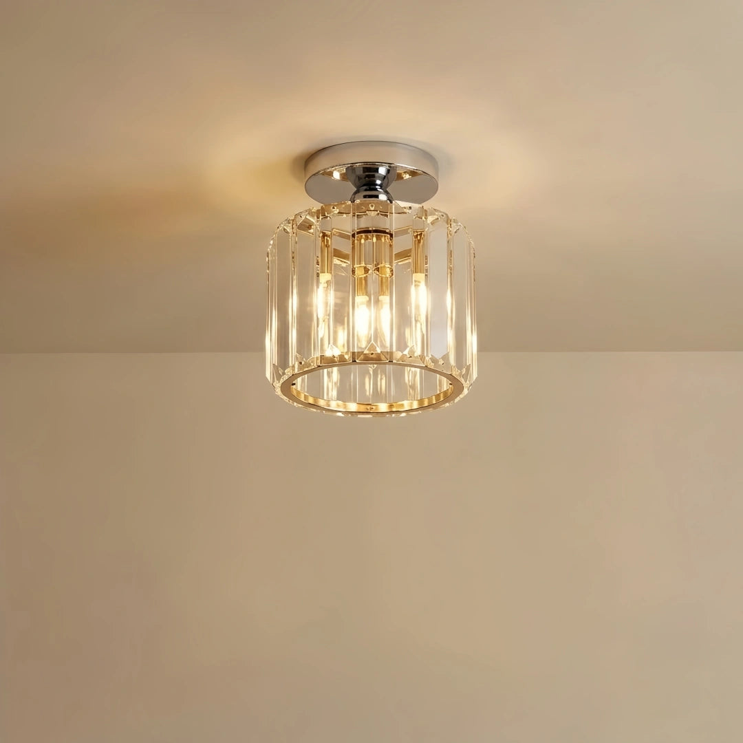 Vetro Modern Ceiling Lamp Metal/Crystal Design in Silver for Bedroom
