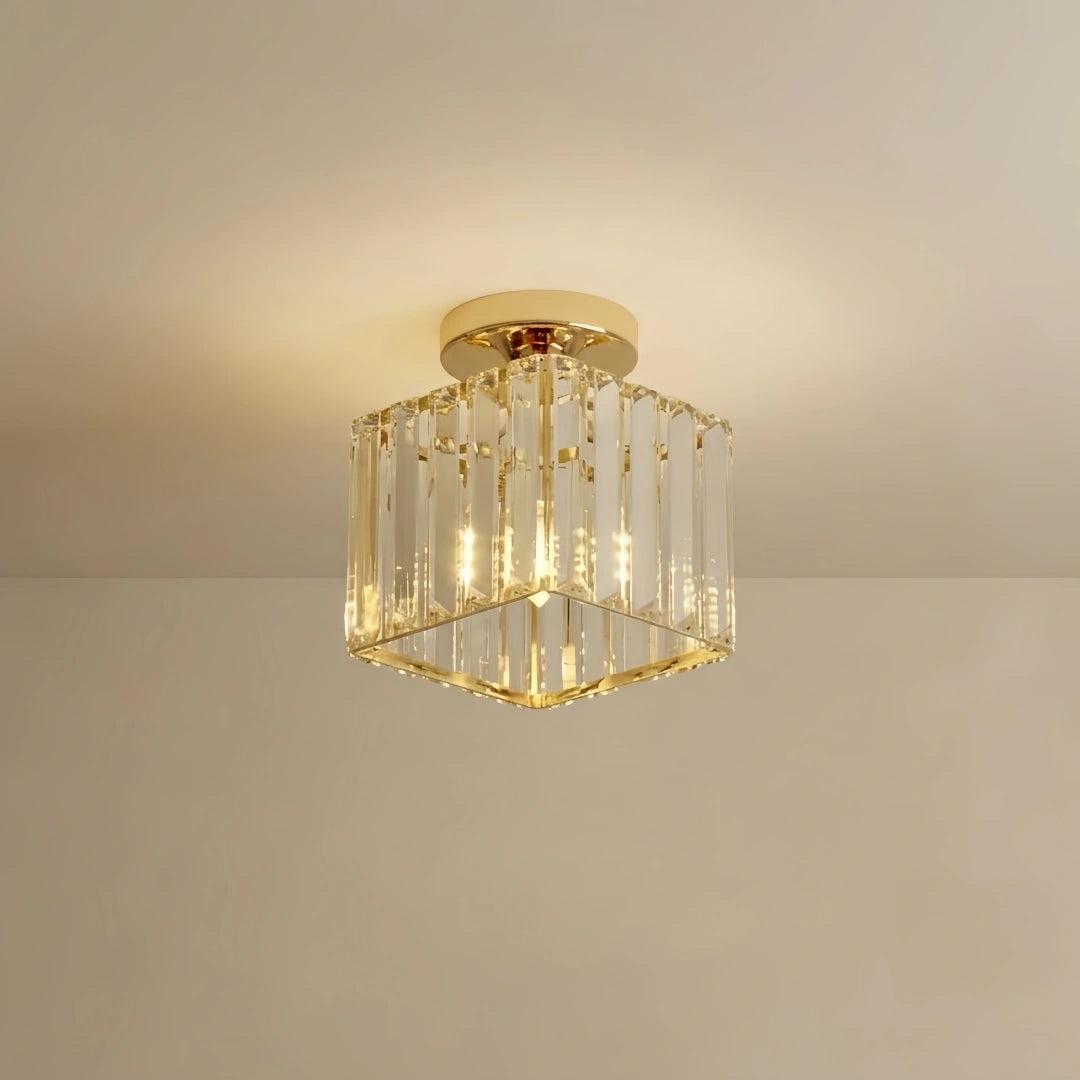 Vetro Modern Ceiling Lamp Metal/Crystal Design in Gold for Bedroom