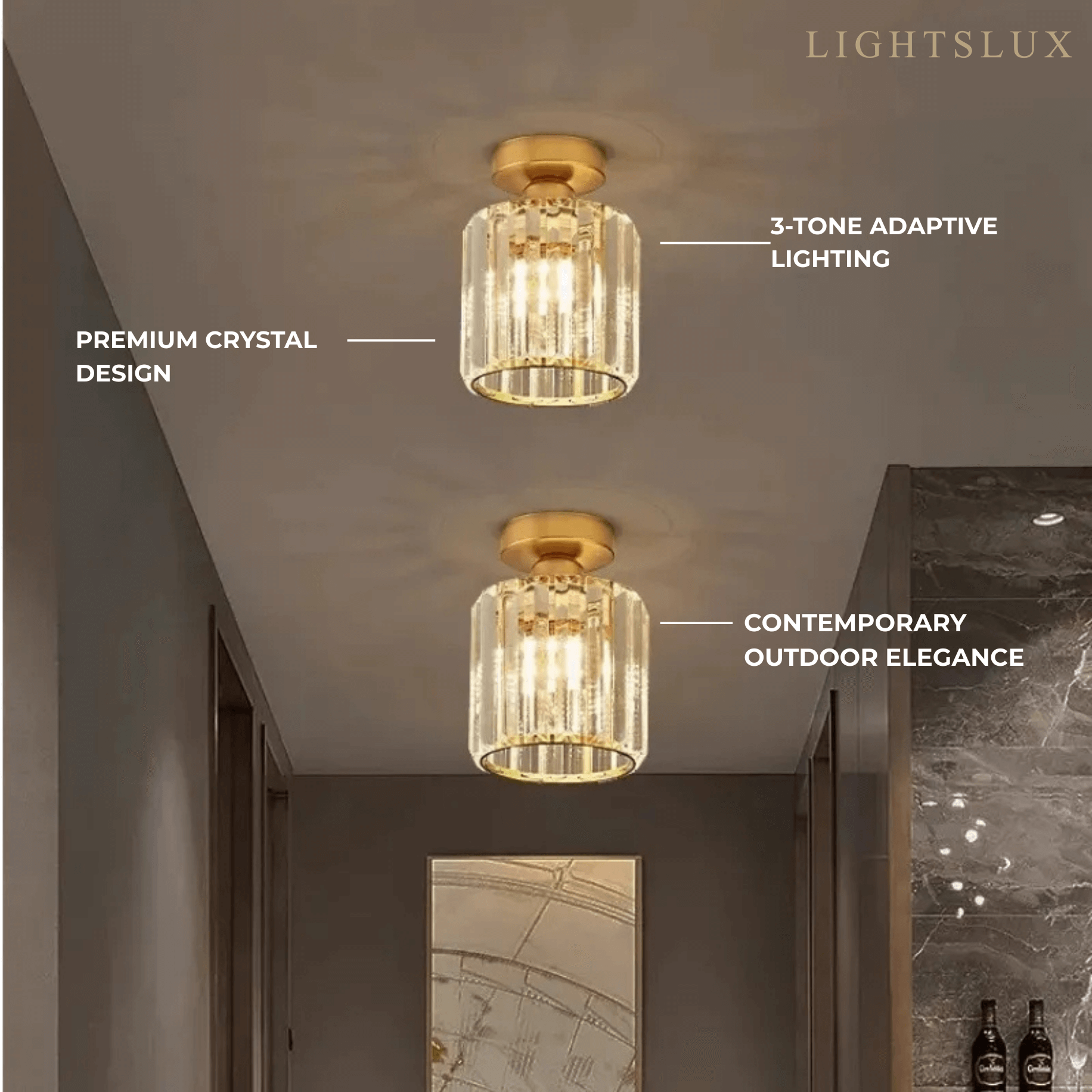 Vetro Modern Ceiling Lamp Metal/Crystal Desig