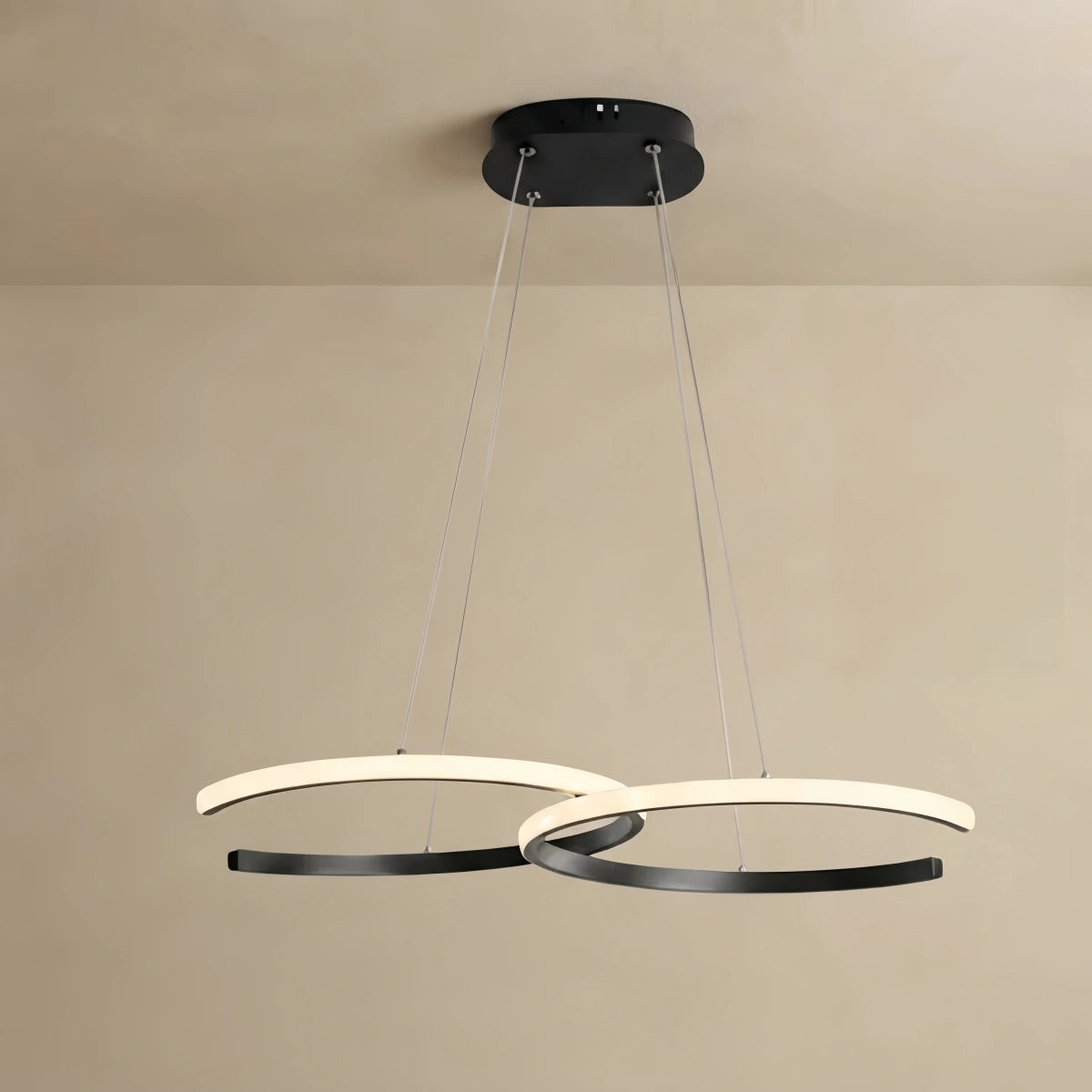 Modern Dimmable Pendant Light – Metal & Silica Gel Ring Dining Room