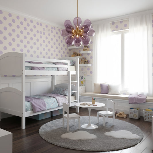 Chandelier – Blue/Purple/White Glass for Living Room