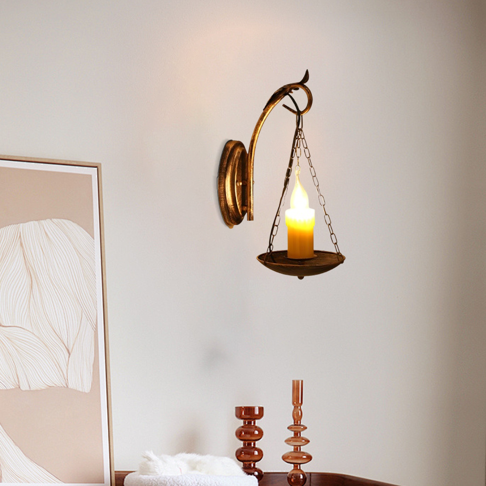 Irondale Industrial Easter Candle Copper Metal Wall Lamp Dining Room