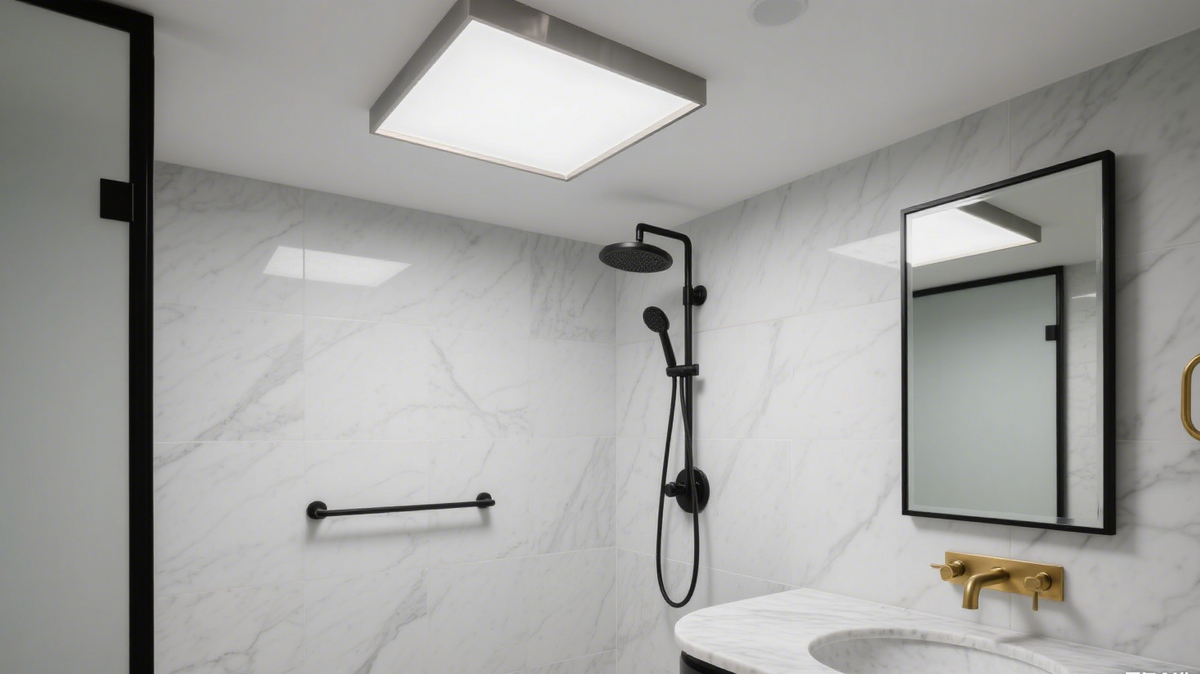 Light Luxury Ceiling Lights: Modern & Elegant Lighting for Every Room in a stylish bathroom setting with marble tiles.