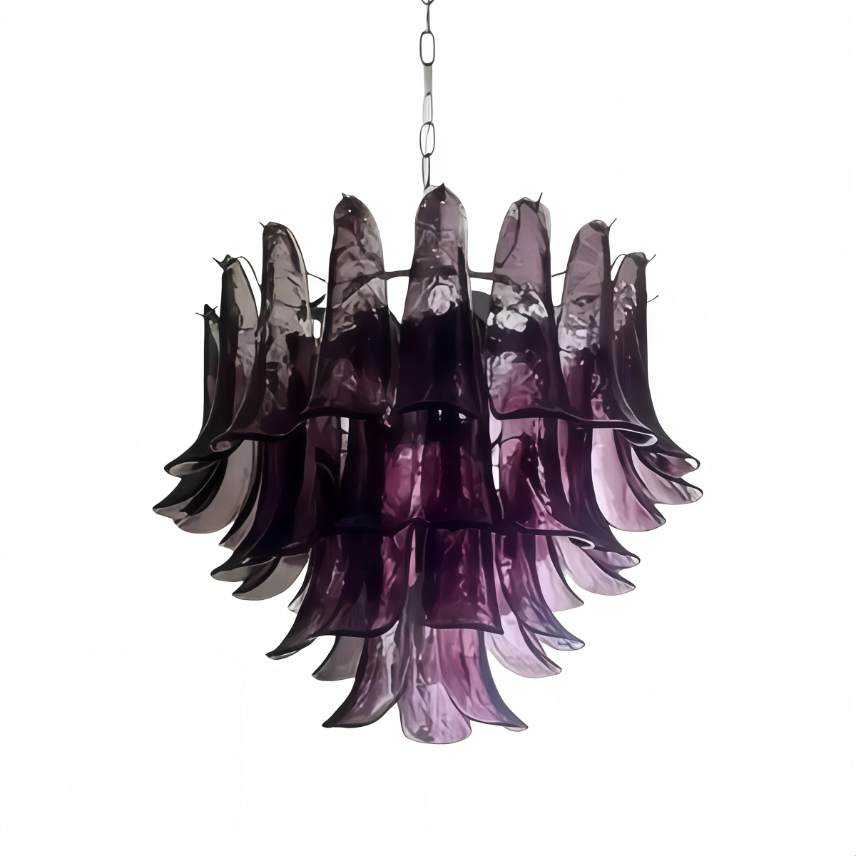 Vetro Vintage Glass Chandelier -- Iron Body Purple Finish for Living Room