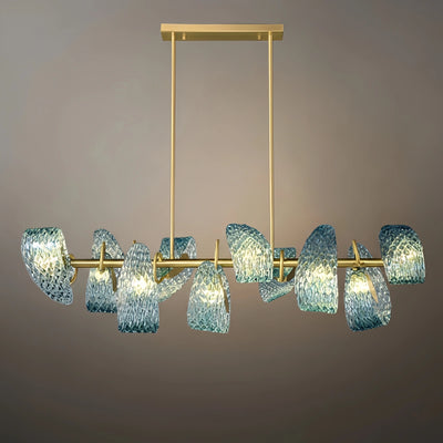 Art Deco Peacock Chandelier – Blue Feather Art Glass Contemporary for Dining Room Bedroom