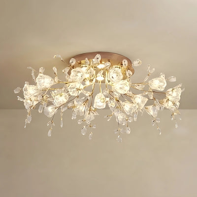 Excelis Royal Dendrite Ceiling Light – Gold Metal & Glass Fixture Living Room/Bedroom