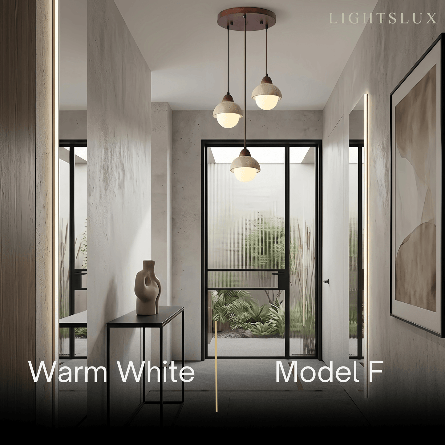 Strata Minimalist Multi-Light Pendant – Travertine & Wood Walnut Beige for Dining Room