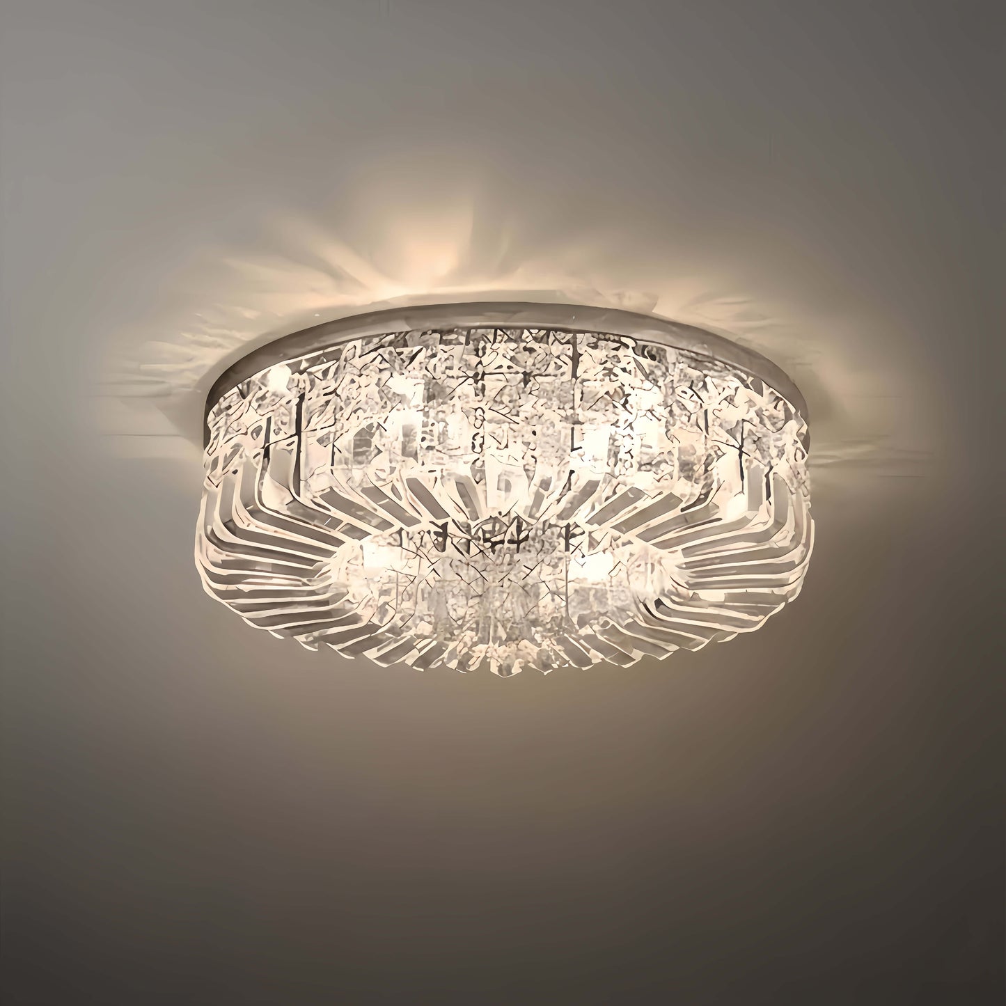 Excelis Royal Round LED Ceiling Light – Chrome/Gold Finish for Living Room/Bedroom