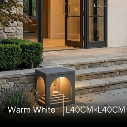 Arcato Minimalist Pier-Mount Pillar Light - Black Metal for Outdoor