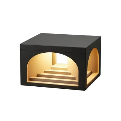 Arcato Minimalist Pier-Mount Pillar Light - Black Metal for Outdoor