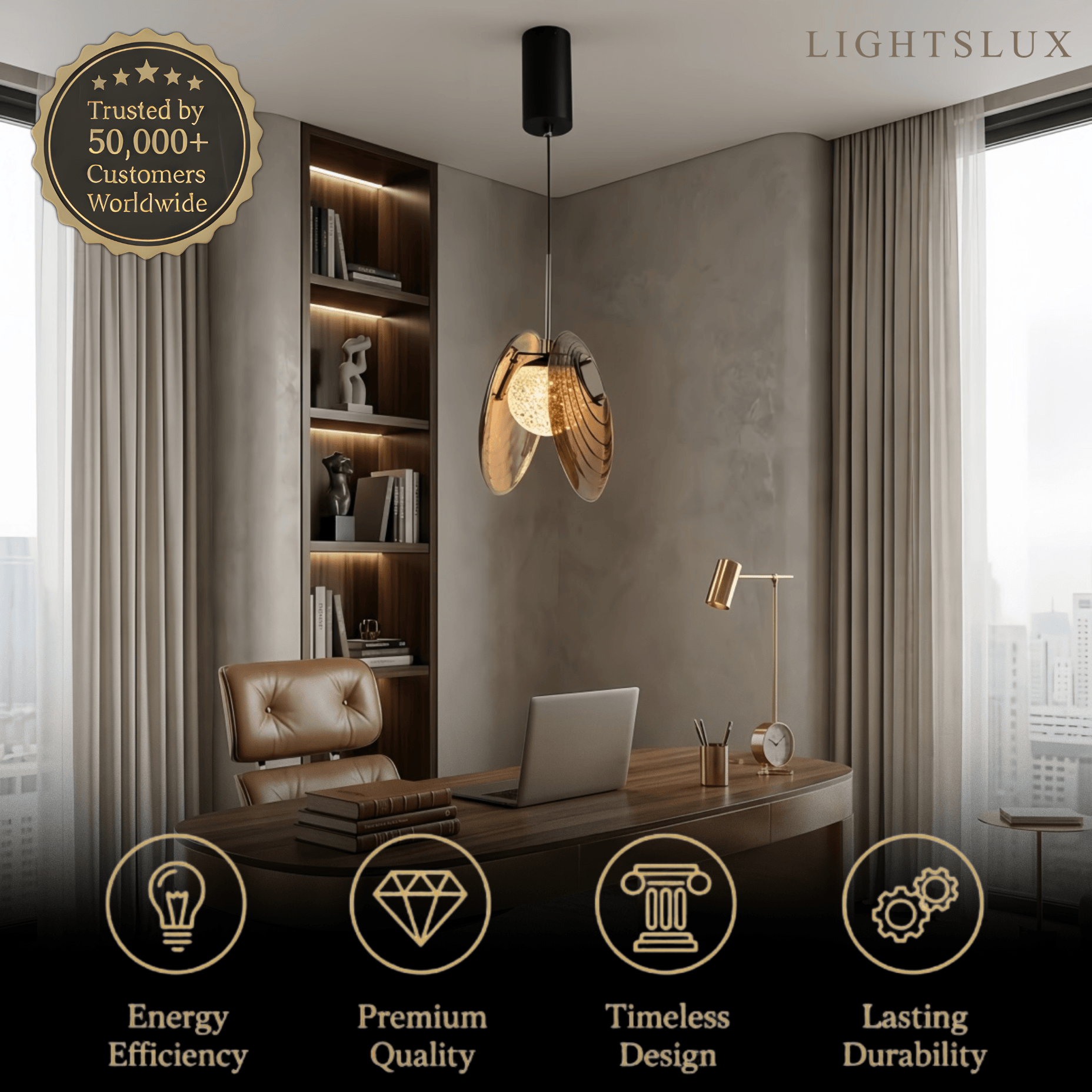 Lunara Modern Glass Disc Pendant Light--Amber/Smoke Grey for Living Room