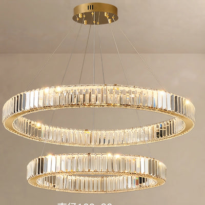 Modern Interlaced Ring Pendant Light — Radiant Gold Layered Design for Upscale Interior