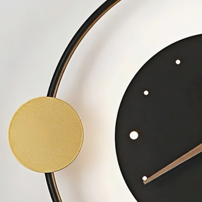 Irondale Art Deco Wall Lamp – Black/Gold Clock-Inspired Design for Living Room