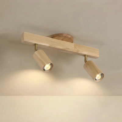 Zenno Modern Wood Track Lighting -- Adjustable Spotlights Walnut/Wood for Kitchen & Bar