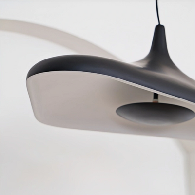 Stellar Modern Hooded Pendant Light – White/ Black Resin/Metal Living/Dining Room