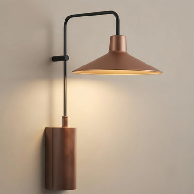 Irondale Industrial Metal Outdoor Wall Lamp - Dark Coffee Wide Cone