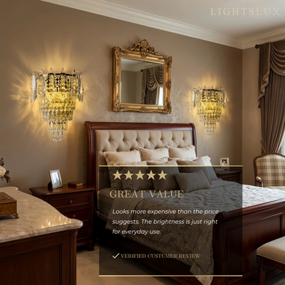 Velora Italian Luxury Wall Lamp--Crystal Shade Wall Lamp for Bedroom