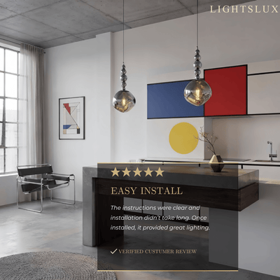 Lunara Modern Pendant Light – Acrylic Globe & Carbon Steel for Bedroom