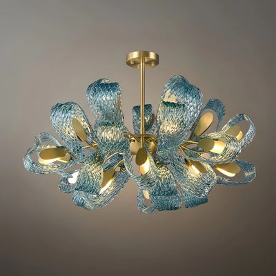 Art Deco Peacock Chandelier – Blue Feather Art Glass Contemporary for Dining Room Bedroom