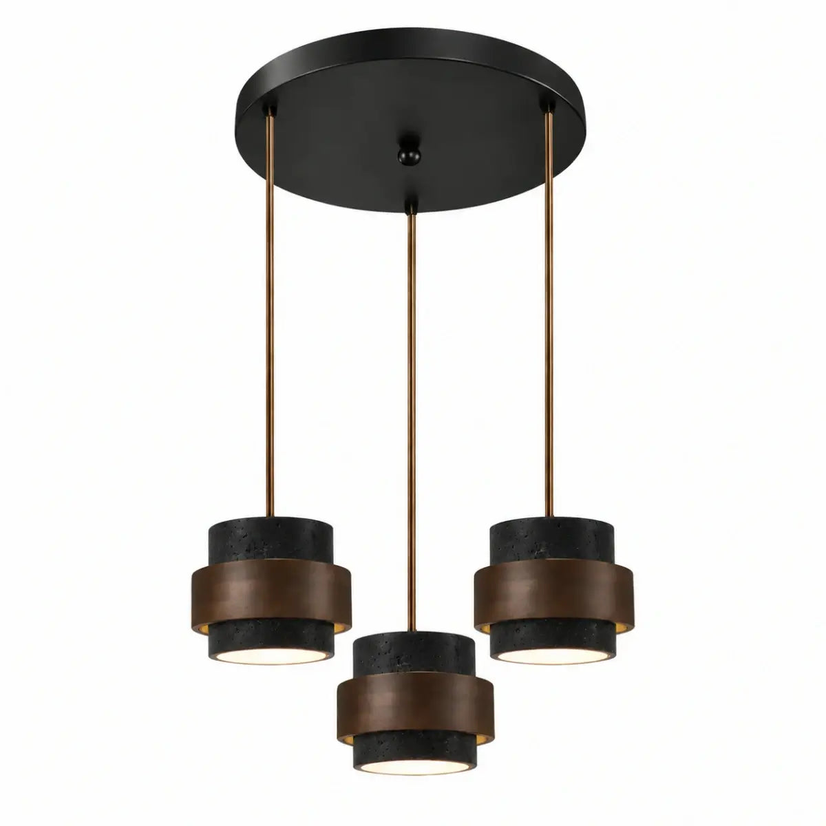 Strata Modern Travertine Pendant Light — Walnut Wood for Dining Room