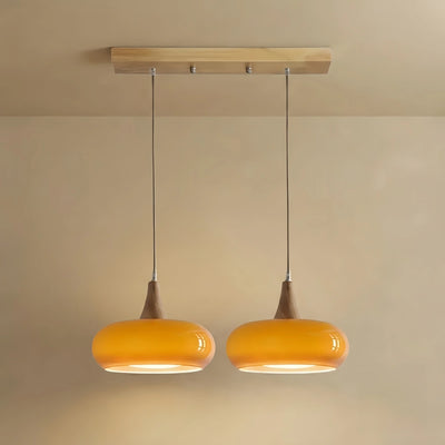 Vetro Modern Glass Pendant Light — Orange/White for Kitchen